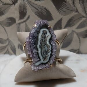 Elegant Purple Geode Cuff Bracelet